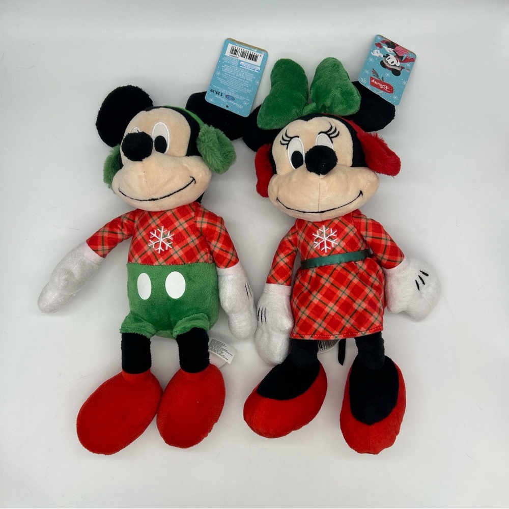 Disney Mickey and Mini Mouse Christmas Holiday Plush Bundle, 15", 2022
